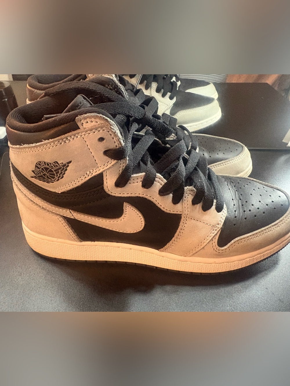 Jordan Black and Tan/Beige High-Top Sneakers